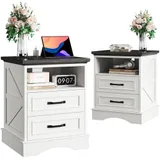 2 Piece Charging Nightstand, White, view 7