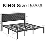King Upholstered Bed Frame with Storage, Grey, view 2