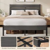 Queen Metal Bed Frame with Storage, Grey, view 6
