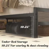 Full Metal Bed Frame with Storage, Grey, view 8