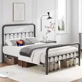 Full 14 Inch Metal Bed Frame with Storage, Black, view 7