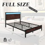 Full Metal Bed Frame with Storage, Brown, view 2