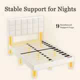 Full 5 Inch Upholstered Bed Frame with Storage, Beige, view 3