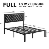 Full Upholstered Bed Frame with Storage, Black, view 2