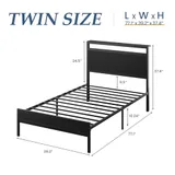 Twin Metal Bed Frame with Storage, Black, view 2
