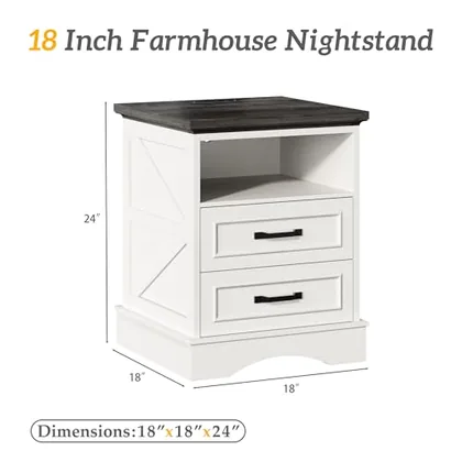 2 Piece Charging Nightstand, White