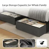 Queen Upholstered Bed Frame with 4 Drawers, Grey, view 5
