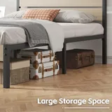 Full Metal Bed Frame with Storage, Beige, view 5