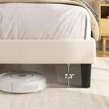 Full 5 Inch Upholstered Bed Frame with Storage, Beige, view 6