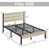Full Metal Bed Frame with Storage, Beige, view 2