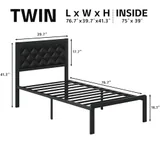 Twin Upholstered Bed Frame with Storage, Black, view 2
