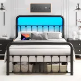 Full 14 Inch Metal Bed Frame with Storage, Black, view 1