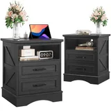 2 Piece Charging Nightstand, Black, view 7
