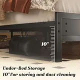 Full Metal Bed Frame with Storage, Black, view 8