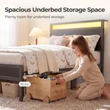 Twin Metal Bed Frame with Charging Station, Black, view 5