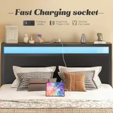Queen Metal Bed Frame with Storage, Black, view 3