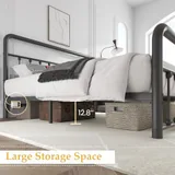Full 14 Inch Metal Bed Frame with Storage, Black, view 4