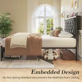 Twin Upholstered Bed Frame with Storage, Black, view 6