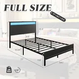 Full Metal Bed Frame with Storage, Black, view 2
