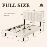 Full 5 Inch Upholstered Bed Frame with Storage, Beige, view 8