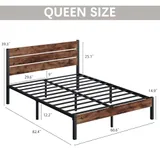 Queen Metal Bed Frame with Storage, Brown, view 6