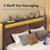 Full Metal Bed Frame with Storage, Brown, view 5