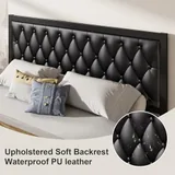 King Upholstered Bed Frame with Storage, Black, view 4