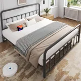 Queen Metal Bed Frame with Storage, Black, view 4