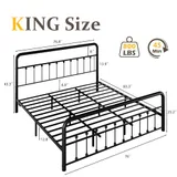 King 14 Inch Metal Bed Frame with Storage, Black, view 2