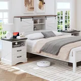 2 Piece Charging Nightstand, White, view 3