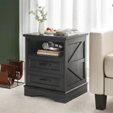 2 Piece Charging Nightstand, Black, view 6