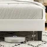 Queen Upholstered Bed Frame with LED, White, view 4