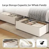 Queen Upholstered Bed Frame with Storage, Beige, view 5