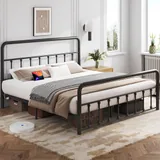 Queen Metal Bed Frame with Storage, Black, view 3