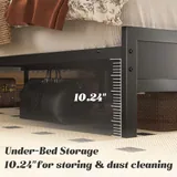 Queen Metal Bed Frame with Storage, Black, view 6