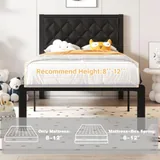 Twin Upholstered Bed Frame with Storage, Black, view 7