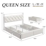 Queen Upholstered Bed Frame with Storage, Beige, view 2