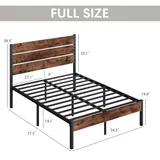 Full Metal Bed Frame with Storage, Brown, view 6