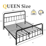 Queen Metal Bed Frame with Storage, Black, view 2