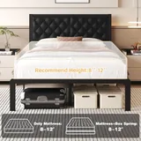 Full Upholstered Bed Frame with Storage, Black, view 7