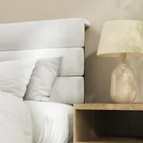 Queen Upholstered Bed Frame with LED, White, view 3