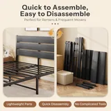 Queen Metal Bed Frame with Storage, Grey, view 7