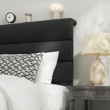 Queen Upholstered Bed Frame with LED, Black, view 3